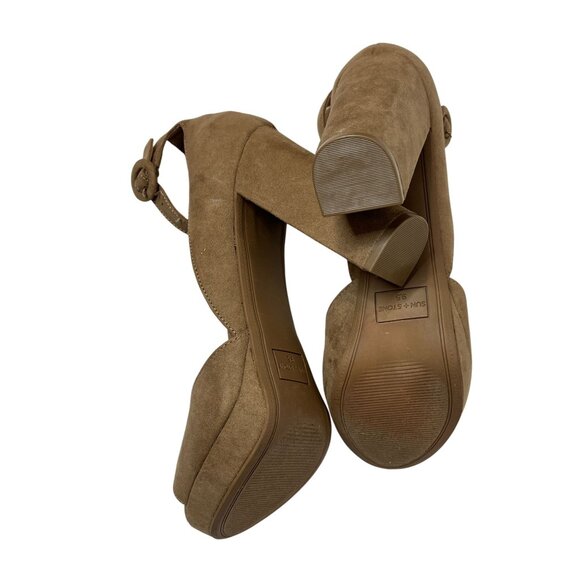 Sun + Stone Faux Suede Platform High Heel Sandals Women’s 9.5 Tan - Picture 11 of 15